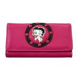 Betty Boop Tri-fold Wallet #055 Kiss Design Hot Pink